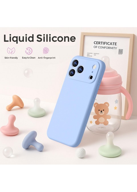 iP 17 Pro Liquid Silicone Shockproof Case (Light Blue)