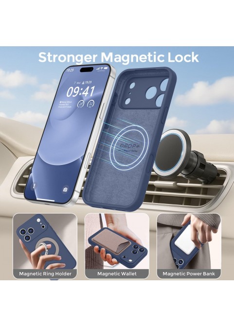 iP 17 Pro Liquid Silicone Shockproof Case (Navy Blue)