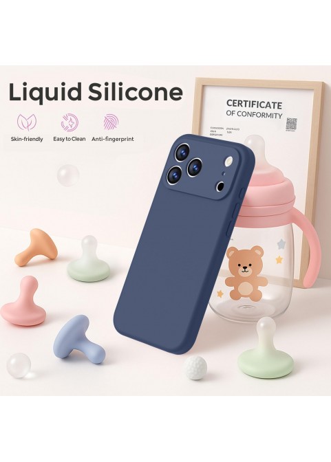 iP 17 Pro Liquid Silicone Shockproof Case (Navy Blue)