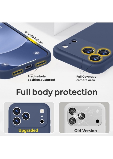 iP 17 Pro Liquid Silicone Shockproof Case (Navy Blue)