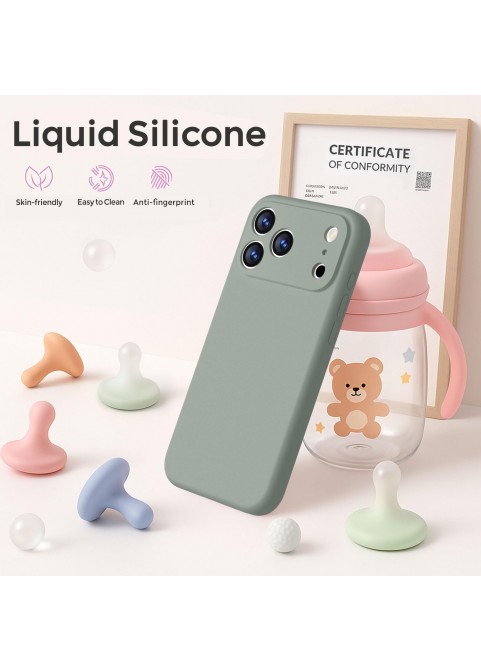 iP 17 Pro Liquid Silicone Shockproof Case (Calke Green)