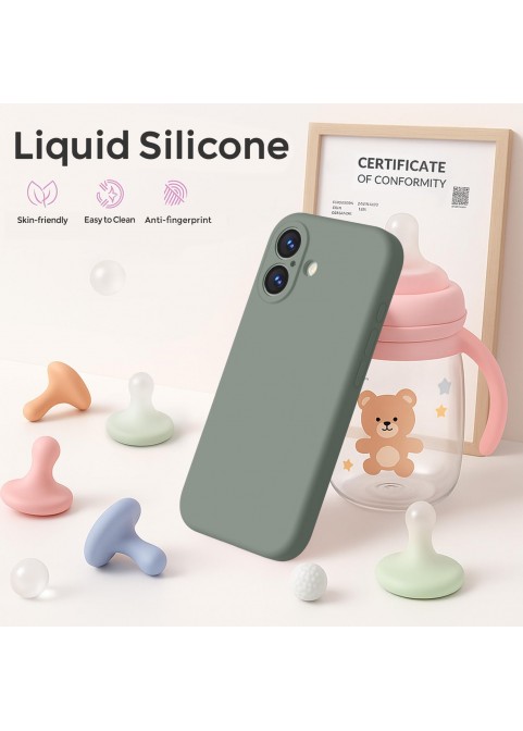 iP 17 Liquid Silicone Shockproof Case (Calke Green)