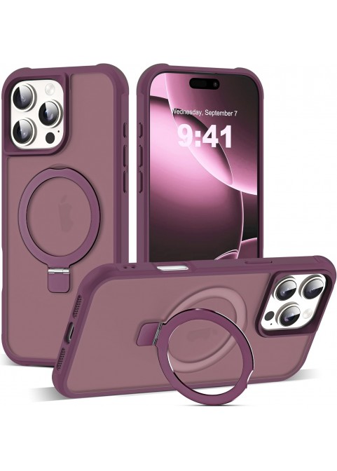 Compatible with iP16 Pro Max Case with Invisible Magnetic-Wine Red