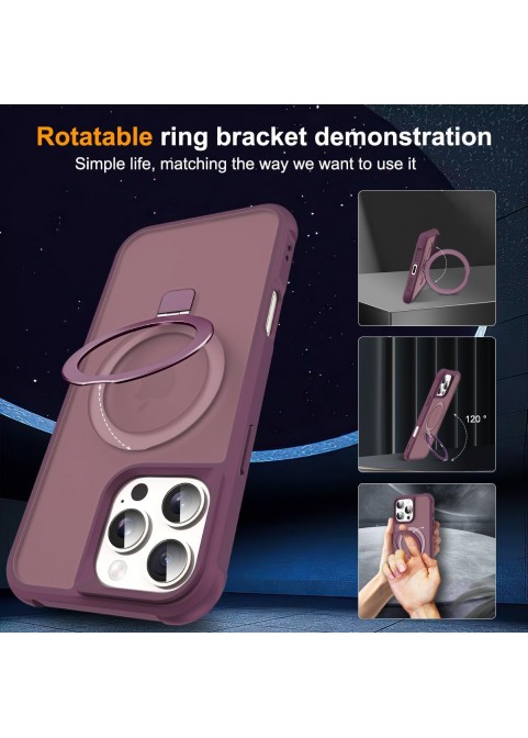 Compatible with iP16 Pro Max Case with Invisible Magnetic-Wine Red