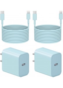 6 Ft iP Fast Charger   2-Pack 20W Super Fast Charger with Long Fast Charging Cable-Blue
